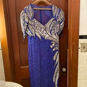 Beautiful Royal Blue & Sequin Gown with excellent detail. Worn once .